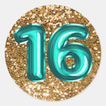 16 Aquamarin Foil Balloons Funkelnd Chunky Gold Gl