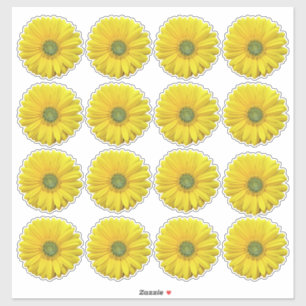 16 autocollants Kiss-Cut de fleurs de gerbera jaun