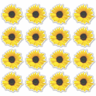 16 autocollants kiss-cut fleur de tournesol jaune