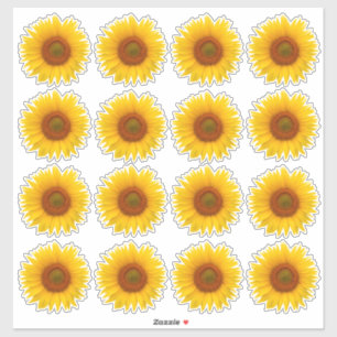 16 Autocollants Kiss-Cut Tournesol Jaune Orange