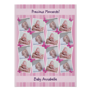 16 Bilder Collage Kostbare Momente Rosa Poster