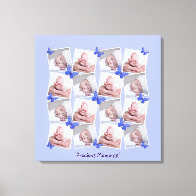 16 Bilder Collage Wertvoll Moments Periwinkle Blue Leinwanddruck (Vorderseite)