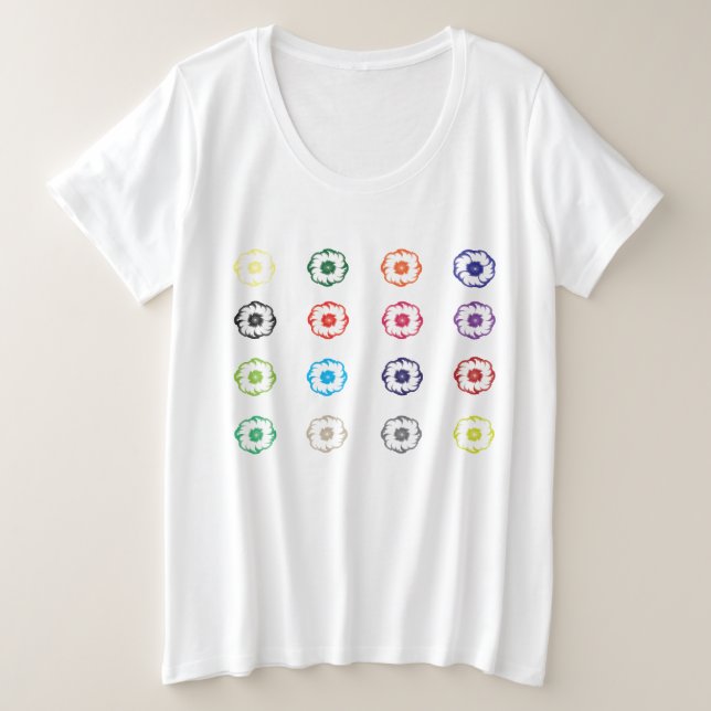 16 Blume Große Größe T-Shirt (Design vorne)