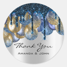 16. Bridal Wedding Ballons Blue Navy Silver Runder Aufkleber