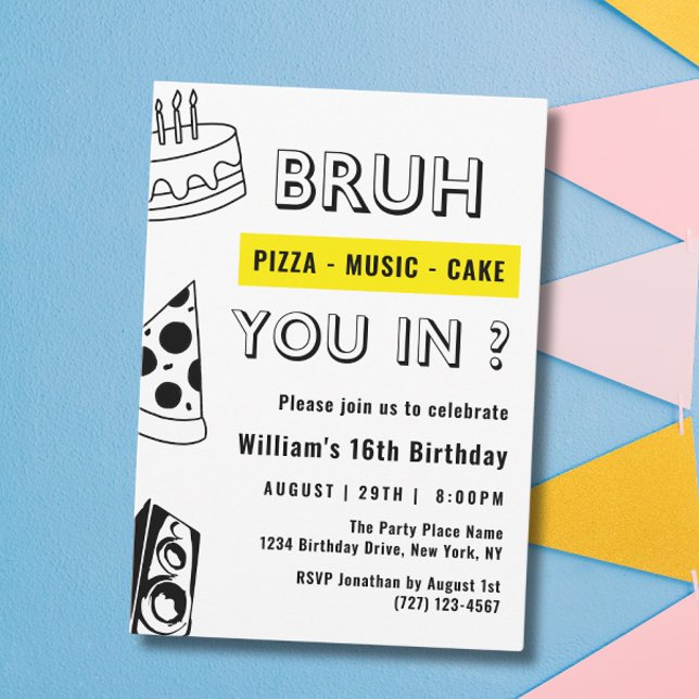 16. Bruh, Du in Birthday Teen Boy Funny Einladung (Von Creator hochgeladen)
