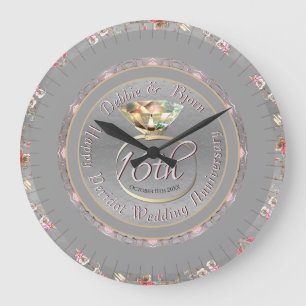 16. Candles & Statice-Jubiläum Wall Clock Große Wanduhr