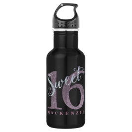 16. Dusty Pink Rose | Sweet 16 Silver Glitzer | Trinkflasche