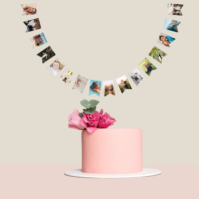 16 eigene Fotos personalisierte Familienammer Wimpelkette (elegant modern photo bunting for a birthday party)