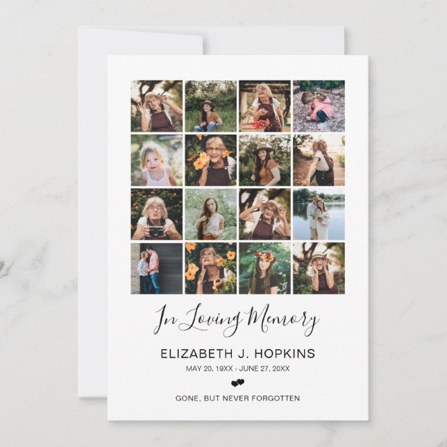 16 Foto Collage Beerdigung Gedenkkarten Einladung (Vorderseite)