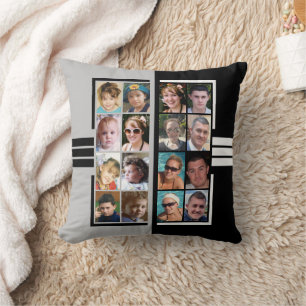 16 Foto Collage beidseitig grau schwarz Kissen