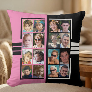 16 Foto Collage beidseitig rosa schwarz Kissen