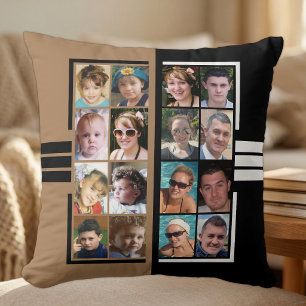 16-Foto-Collage doppelseitig braun schwarz Kissen