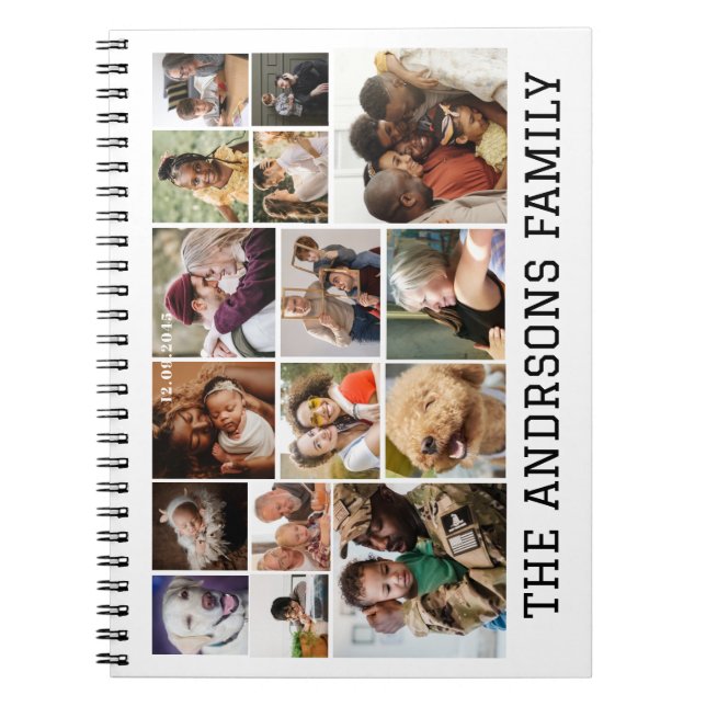 16 Foto Collage Family Spiral Foto Notebook Notizblock (Vorderseite)
