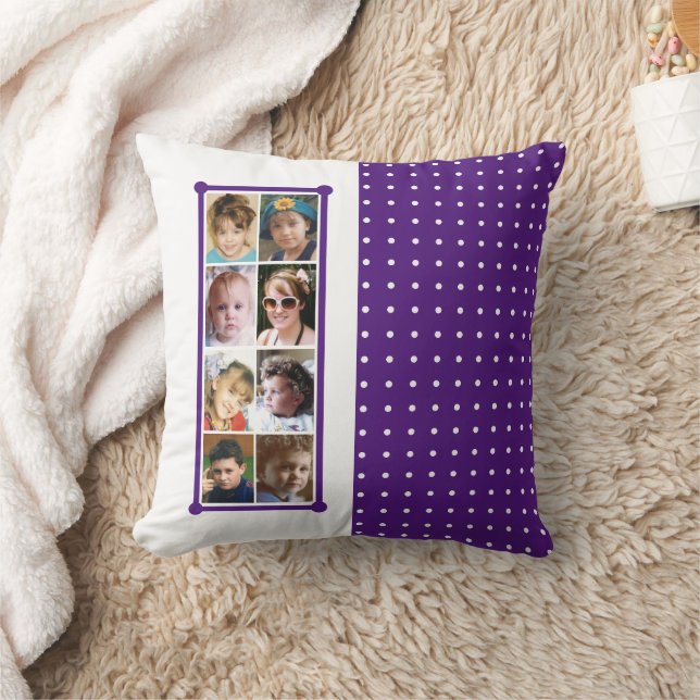 16 Foto Collage Polka Punkte werfen lila Kissen (Decke)