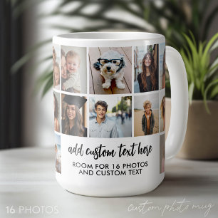 16 Foto-Collage-Raster - 2 Textfelder - schwarz we Kaffeetasse
