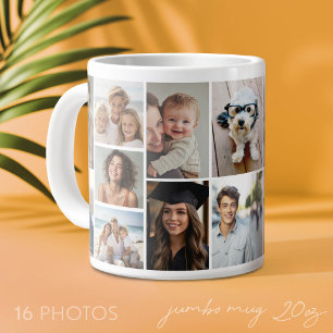16-Foto-Collage-Raster - Modernes minimales weißes Jumbo-Tasse