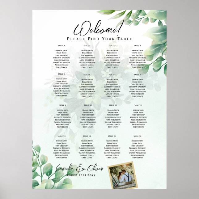 16 FOTO Hochzeitssitze im Grünen mit Tisch Willkom Poster (Vorne)
