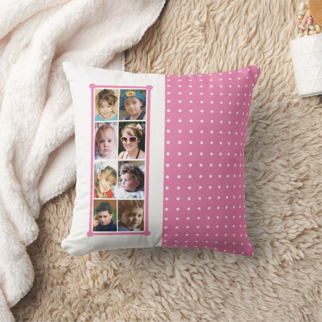 16 Foto Kollage Polka Punkte werfen rosa Kissen (Decke)