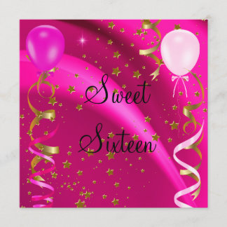 16 . Geburtstag 16 Geburtstagsparty Pink Stars Einladung