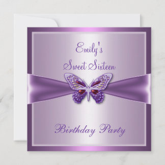 16 . Geburtstag 16 Lila Mauve Butterfly Geburtstag Einladung