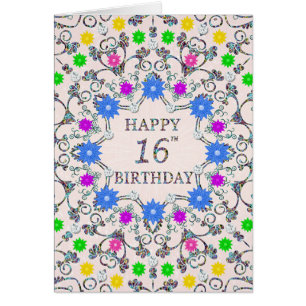 16. Geburtstag Abstrakte Blume 