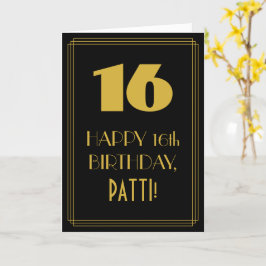 16. Geburtstag ~ Art Deco Inspiriert Look "16" & N Karte