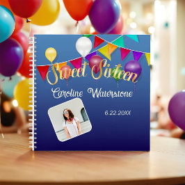 16 . Geburtstag Balloons and Banners Guest Book Notizbuch