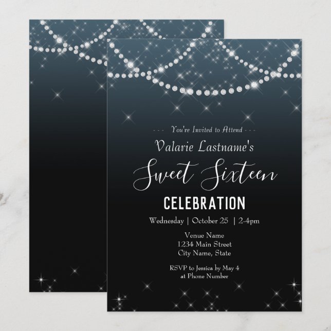 16 . Geburtstag Birthday Celebration Ombre Diamond (Vorne/Hinten)