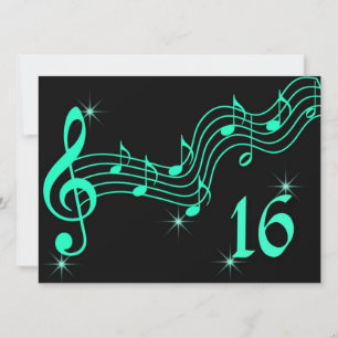 16 . Geburtstag Birthday Einladung Musiknoten
