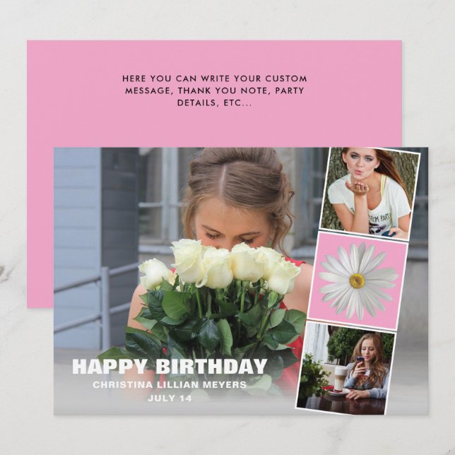 16 . Geburtstag Birthday Foto Collage Card (Vorne/Hinten)
