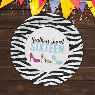 16 . Geburtstag Birthday Girly Pink Whimsical Chic Pappteller