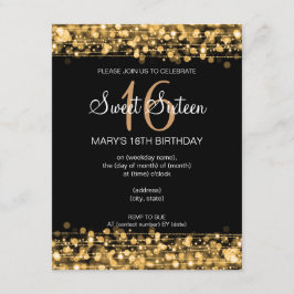 16 . Geburtstag Birthday Party Glitzern Gold Einladung