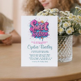 16 . Geburtstag Birthday Party I Graffiti style 3 Einladung