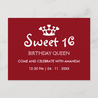 16 . Geburtstag Birthday Queen - Burgund Einladung