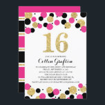 16. Geburtstag Black Hot Pink Gold Glitzer Confett Einladung<br><div class="desc">Glitzer Confetti Sweet 16. Geburtstag. Gold, Hot Pink und Black Confetti spielten auf dieser schicken sechzehnten Geburtstagseinladung herum. Die Zahl "16" in Gold Imitate digitalen Glitzer. Wenn Sie eine Farbänderung wünschen, schicken Sie bitte eine E-Mail an paula@labellarue.com bevor Sie eine Bestellung aufgeben und eine neue Vorlage erstellt wird. Achten Sie...</div>