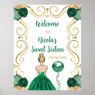 16 . Geburtstag Blonde Princess Green Willkommen Poster