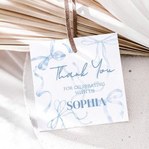 16 . Geburtstag Blue Bow Birthday Party Square Geschenkanhänger