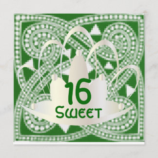16 . Geburtstag Celtic Green White Einladungskarte