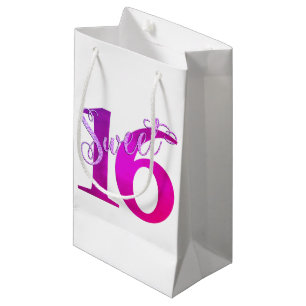 16. Geburtstag   Chic Lila Watercolor Script Name Kleine Geschenktüte