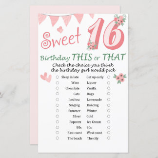 16. Geburtstag Dieses oder jenes Spiel