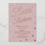 16 . Geburtstag Dots Blush Gold gepresst Folieneinladung<br><div class="desc">Sweet 16 Einladungen mit Dots Border</div>