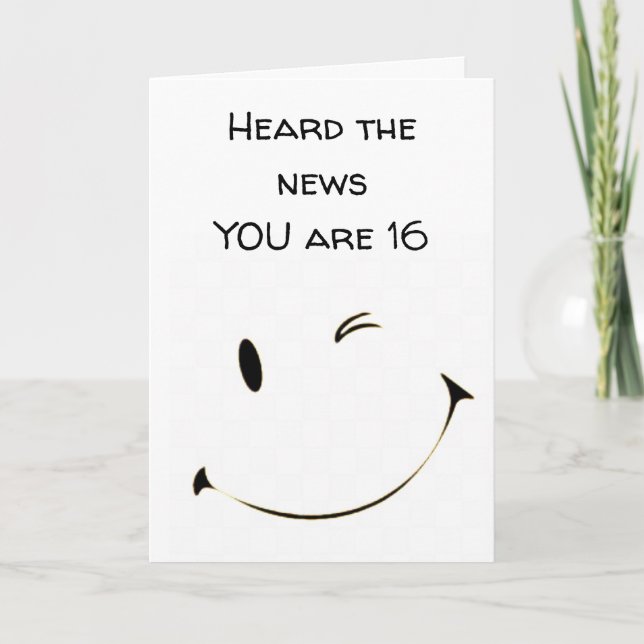 **16.*** GEBURTSTAG EIN GROSSER TEENAGER KARTE (Vorderseite)