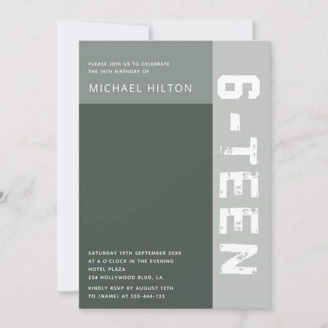 16 . Geburtstag Einladung (Vorderseite)