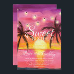16. Geburtstag, Einladung<br><div class="desc">16. Geburtstag,  Strand-Sonnenuntergang-Geburtstags-Einladungen. Vibrierende und mutige Einladungen des Bonbons 16 entwarfen mit einem schönen rosa und lila Sonnenuntergang,  Palmen und hellen Schnurakzenten. Gemacht für Special für Teens,  ist diese Sonnenuntergang-16. Geburtstag-Einladung eine fabelhafte Einleitung zu Ihrem speziellen Tag.</div>