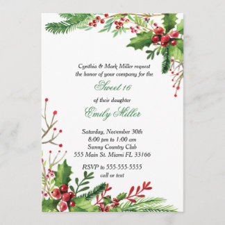 16 . Geburtstag Einladung Botanische Wasserfarbe