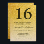 16. Geburtstag Elegant Black Gold Glitzer Ombre Einladung<br><div class="desc">Feiern Sie Ihren Geburtstag mit dieser stilvollen Glam Classic Black Gold Glitzer Sparkle Ombre Birthday Card Einladung.</div>