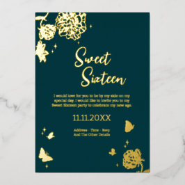 16 . Geburtstag Emerald Green Foil İnvitation Folieneinladung
