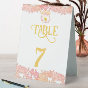16 . Geburtstag Fairytale Princess Tischnummer Tischaufsteller