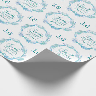 16 . Geburtstag Federn Perlen Aquarellfarbe Geschenkpapier