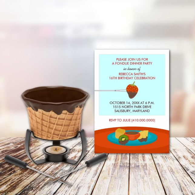 16. Geburtstag Fondue Abendessen Party Einladungen (Von Creator hochgeladen)